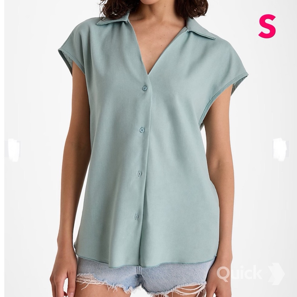 S - NWT Express Linen-Blend Cap Sleeve Oversized Button Up Shirt